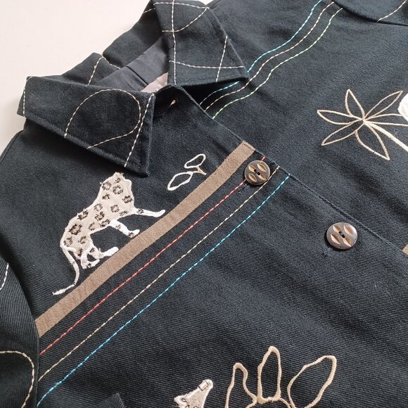 Tanjay Textured Animal Pattern Cotton Twill Jacket - Picture 3 of 16